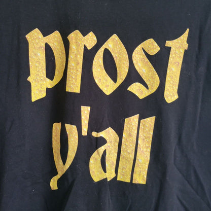 Prost Yall Mens Sz M Short Sleeve T Shirt Black Gold German Cheers