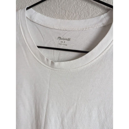 Madewell Womens Sz S Knot Front Tee T Shirt Solid White Crew Neck