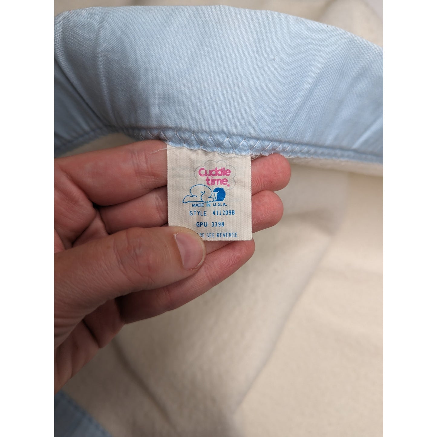 Vintage Cuddle Time Acrylic Baby Blanket Teddy Bear ABC White Blue USA