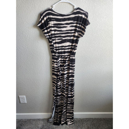 Design History Womens Sz M Maxi Length Zebra Print Shirt Dress