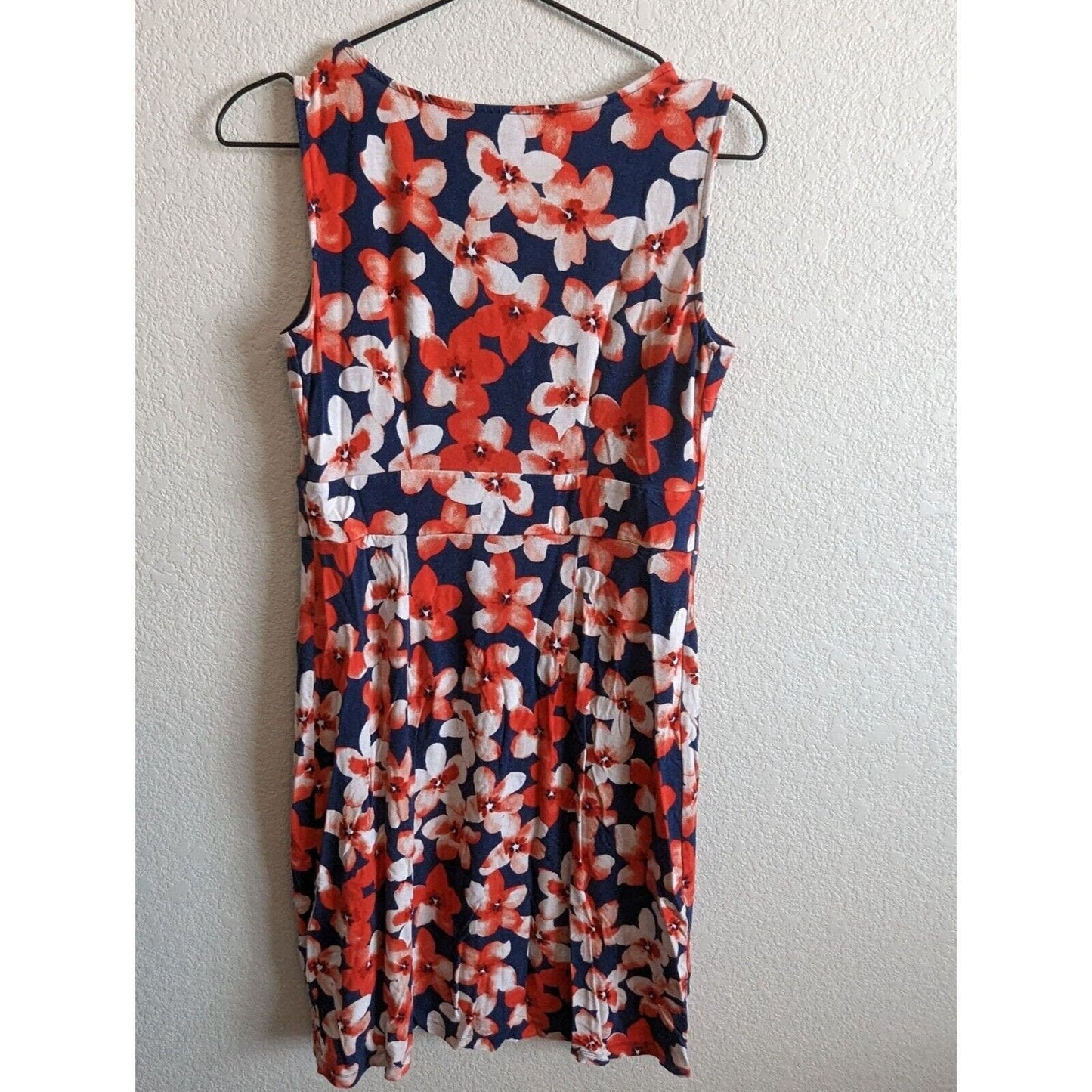 Ann Taylor Petite Womens Sz SP Knee Length Dress Blue Red Floral Shift