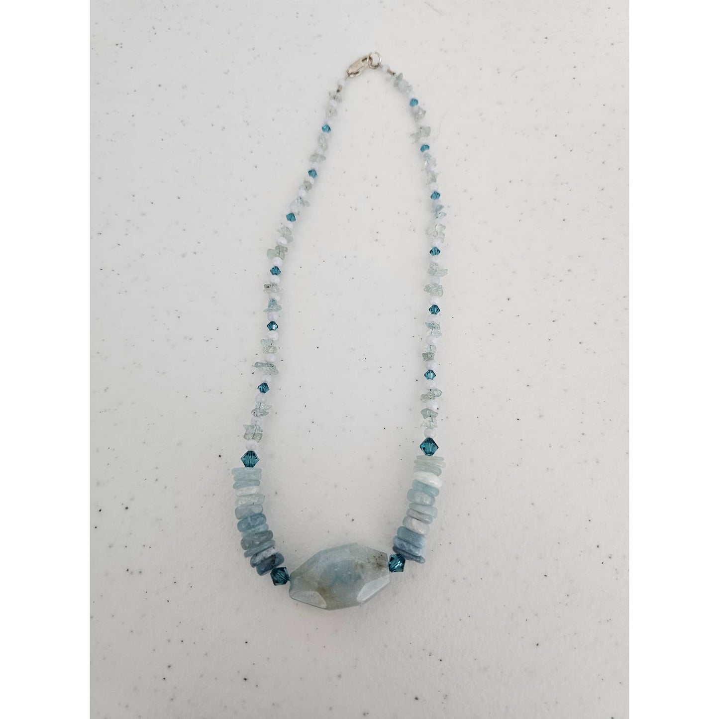 Handmade Single Strand Translucent Stone Beaded Necklace Light Blue