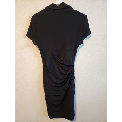 Vintage Carole Little Womens Sz 8 Pencil Dress Black Satin Purple Career