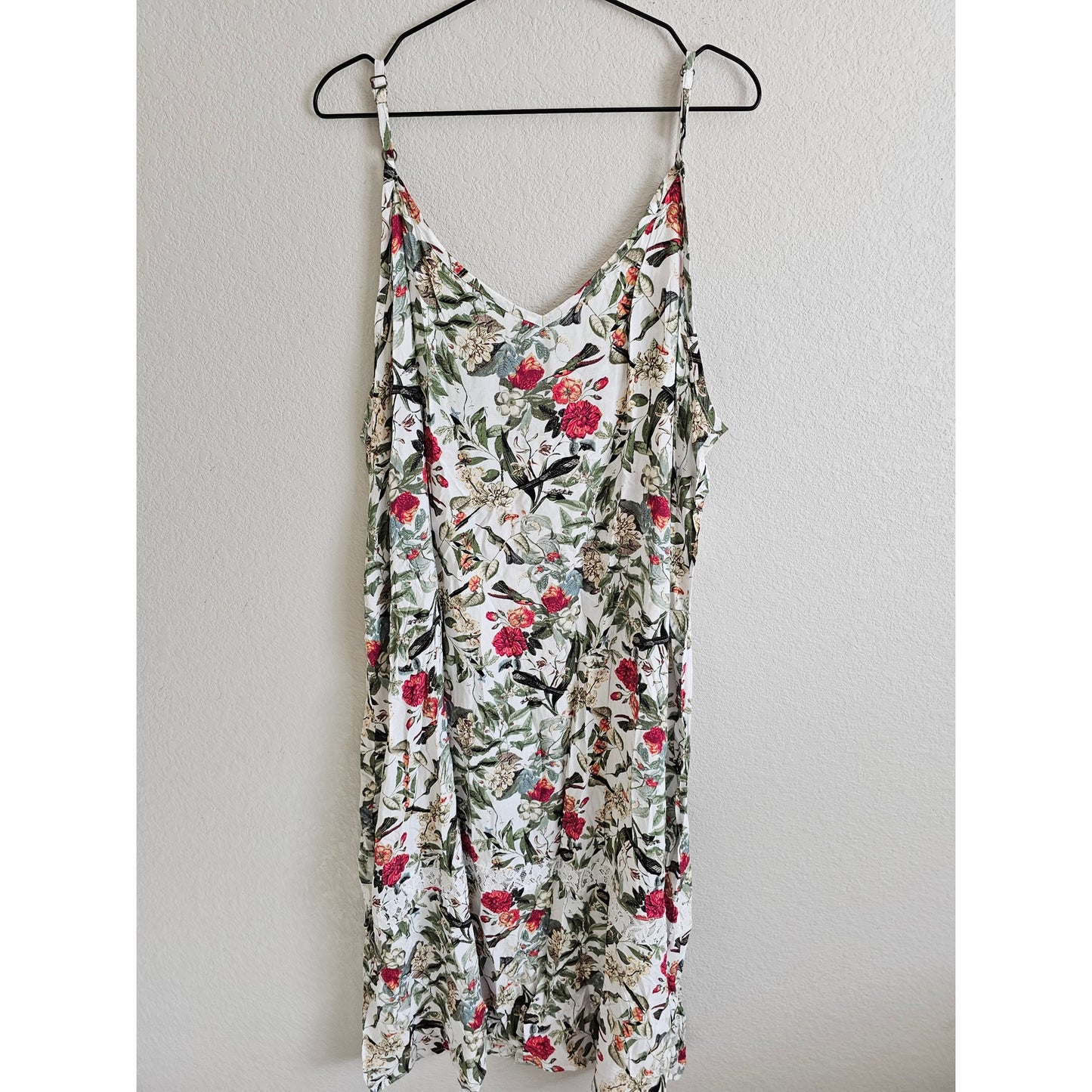 Skye's the Limit Womens Sz 3X Midi Length Tropical Hummingbird Print Dress