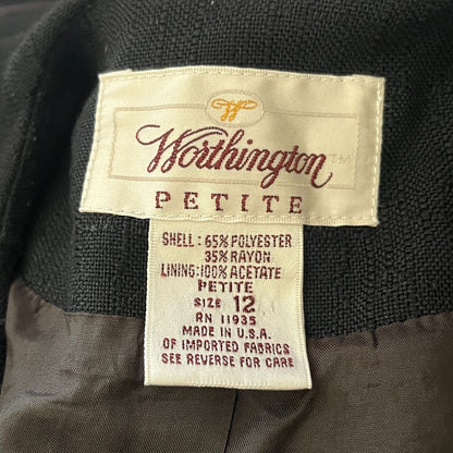 Vintage 1990s Worthington Petite 12P Double Breasted Blazer Black