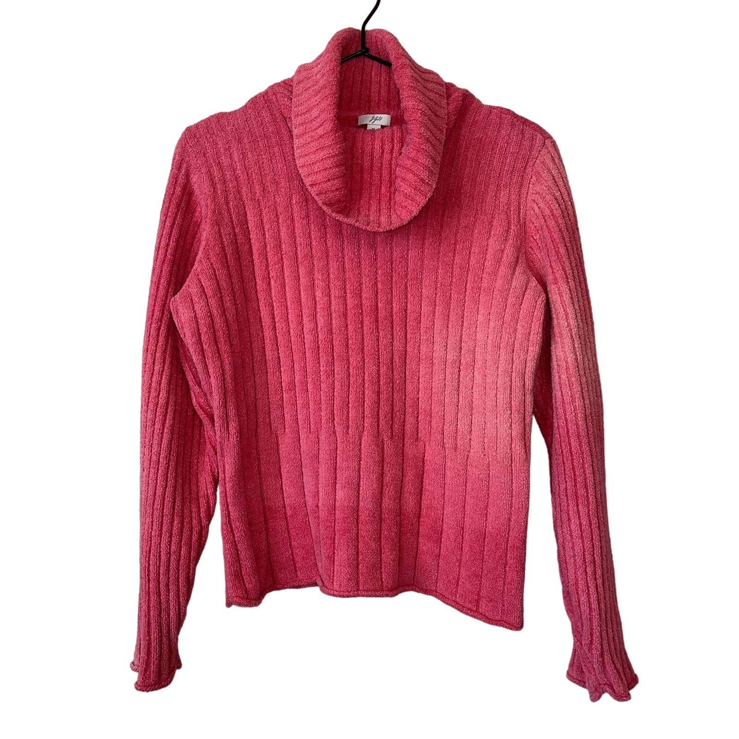 Vintage J Jill Womens Sz M Fuzzy Turtleneck Sweater Ribbed Pink