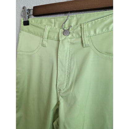 Vintage Y2K Watch LA Womens Sz 2 Straight Leg Lime Green Satin Pants Cropped