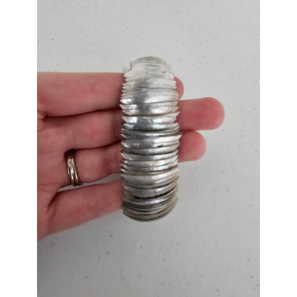 Vintage 1980s Statement Piece Chunky Vracelet Silver stacked Shells