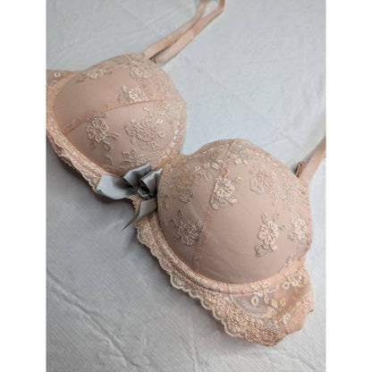 Aerie Womens Sz 34C Lace T Shirt Bra Light Peach Pink