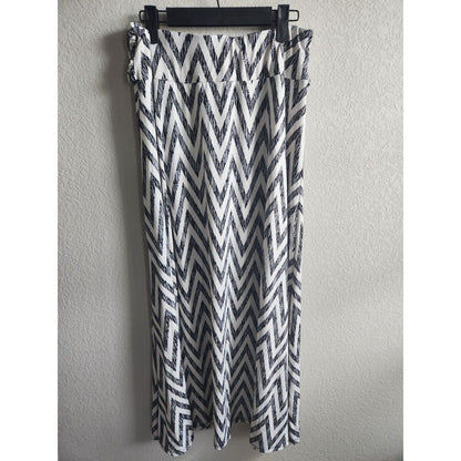 Robert Louis Womens Sz M Maxi Skirt Black White Chevron Print