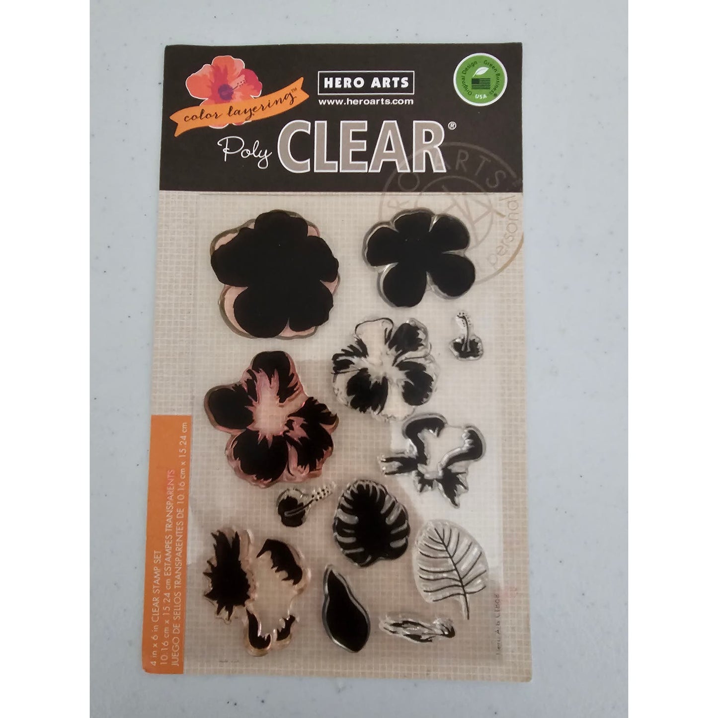 Hero Arts Poly Clear Rubber Stamp Set Layering Hibiscus