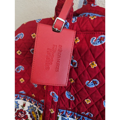 Bayada Quilted Nursing Nurses Bag by Rhabitation Home Red Floral Large Zip Up