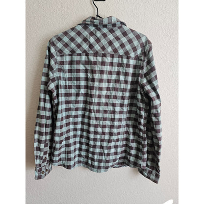 Carhartt Womens Sz M Long Sleeve Button Up Buffalo Plaid Flannel Shirt Green