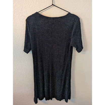 Vintage 1990s Ultra Dress New York Sz 14 Knee Length Black Glitter Dress