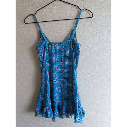 Victorias Secret Camisón Talla M Para Mujer Correa De Espagueti Con Estampado De Caramelo Azul