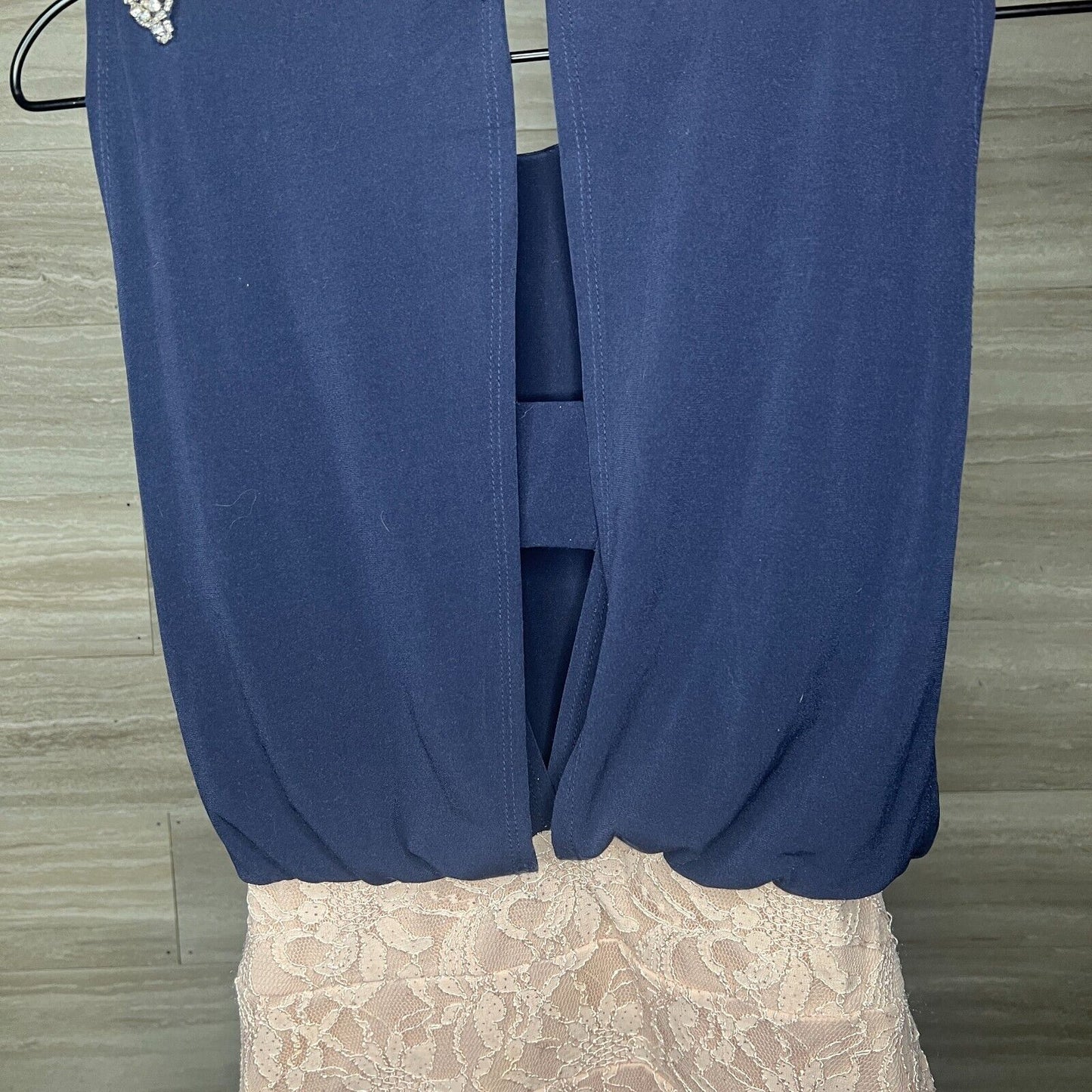 Jodi Kristopher Juniors Sz 3 Navy and Blush Dress Lace Open Back