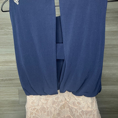 Jodi Kristopher Juniors Sz 3 Navy and Blush Dress Lace Open Back
