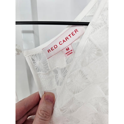 Red Carter Womens Sz M Swimsuit Cover Up White Crochet Lace Boho