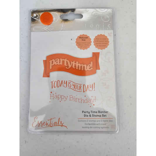 Tonic Studios Party Time Banner Die and Stamp Set Happy Birthday