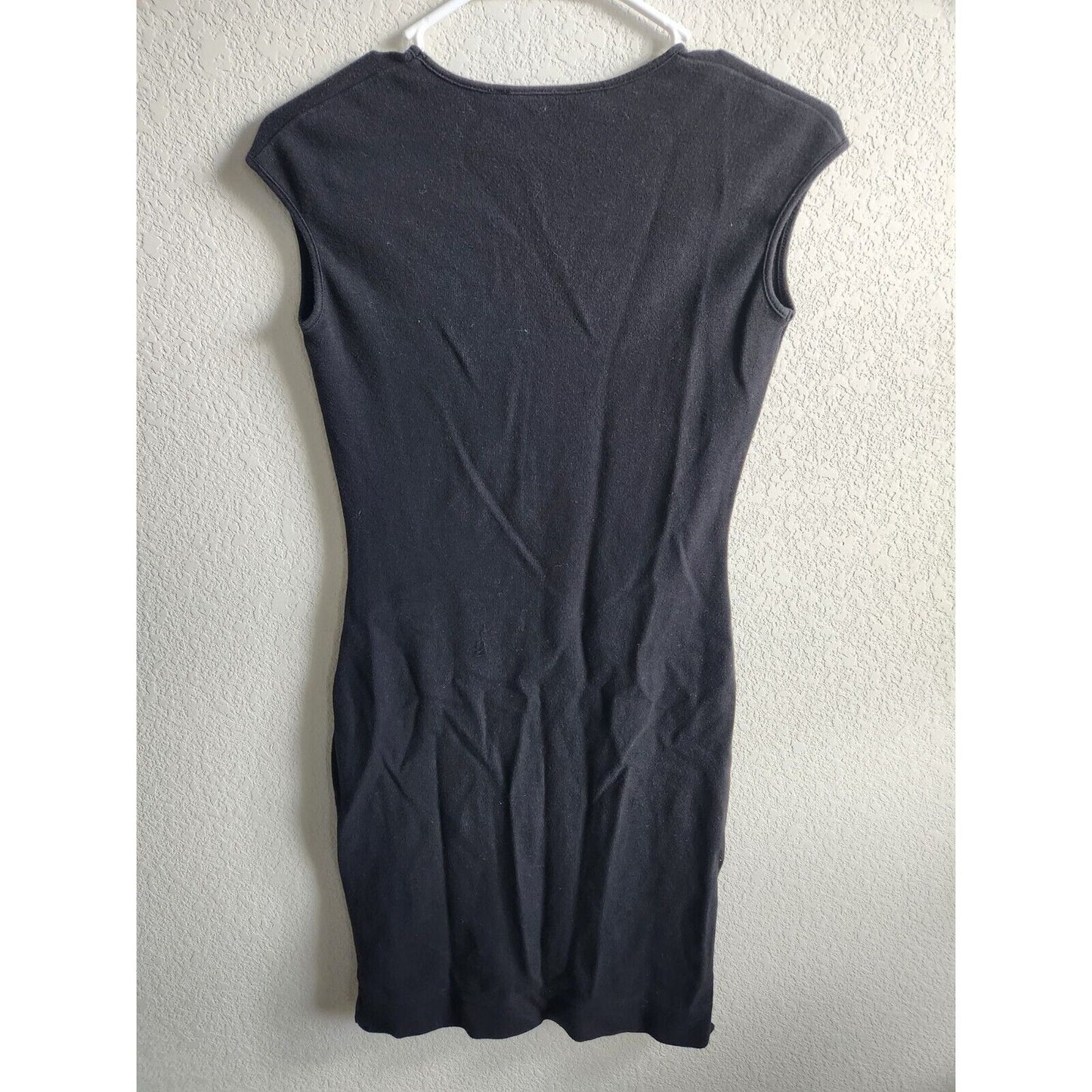 Vintage 1990s Express Womens Sz 2 Knee Length Cotton Shirt Dress Solid Black