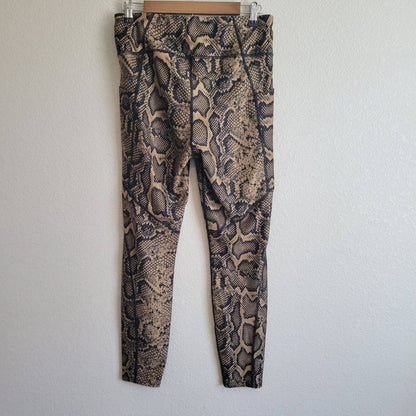 Athletic Works Leggings de compresión para mujer Sz L Estampado de piel de serpiente Marrón