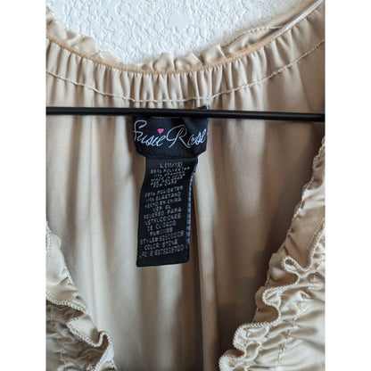 Susie Rose Juniors Sz 11 Vintage Y2K Knee Length Dress Beige Ruffled