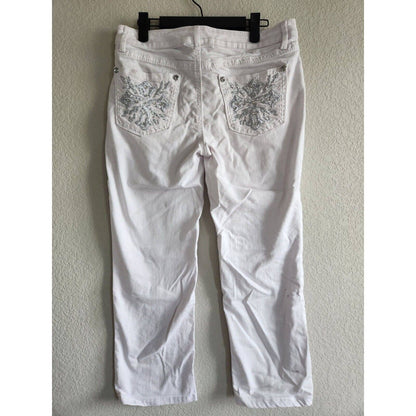 Apt 9 Mujeres Sz 6 Pantalones Capri De Mezclilla Blanco Pierna Recta