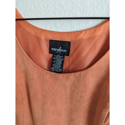 Vintage Positive Attitude Sz 12 Pastel Orange Faux Suede Jacket and Blouse Set