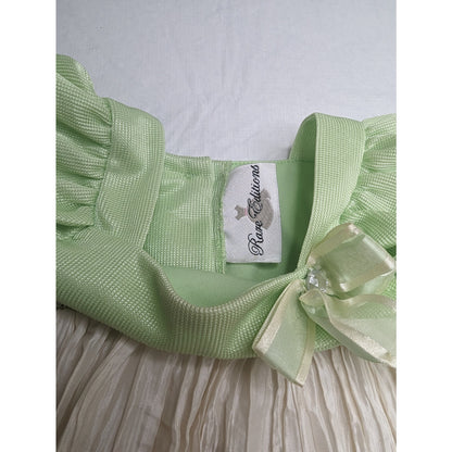 Vintage 1990s Rare Editions Baby Girls Sz 18M Dress Legging Set Green Ivory