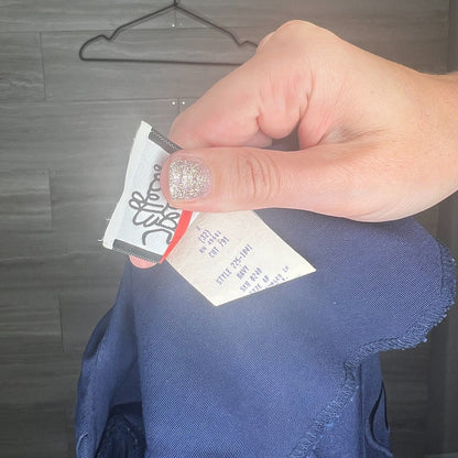 Special Effects Sz Petite 4P Vintage Navy Blue Midi Dress Button front 1980s