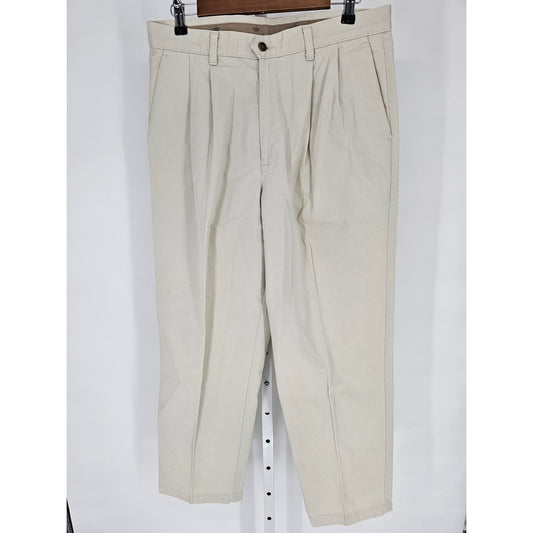 Dockers Mens Sz 34x30 Classic Fit Pleated Twill Dress Pants Light Tan