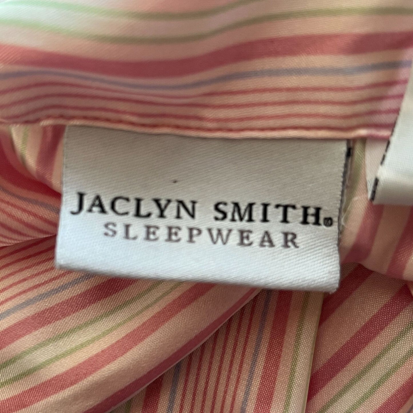 Jaclyn Smith Sleepwear Womens Sz M Satin Pajama Set Striped Pink