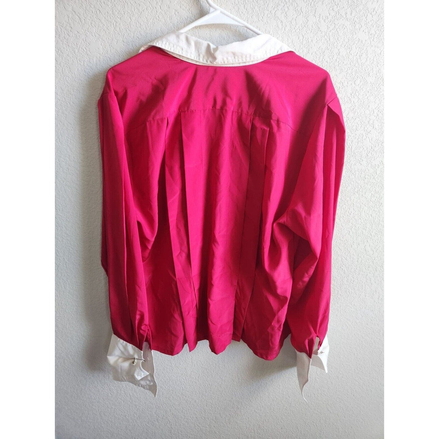 Vintage 1980s Josephine Womens Sz 14 Long Sleeve Button Down Blouse Hot Pink