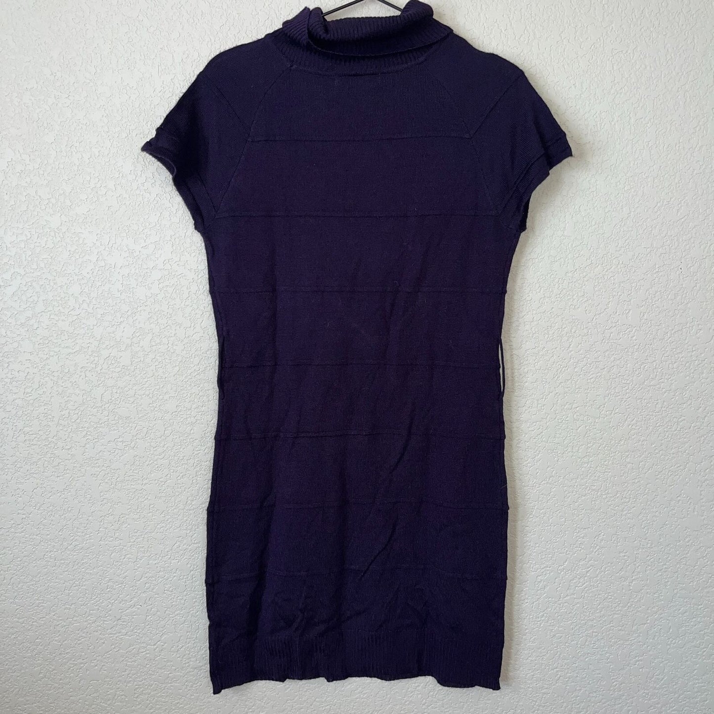 Shes Cool Womens Sz L Dark Purple Mini Dress Turtleneck Short Sleeve