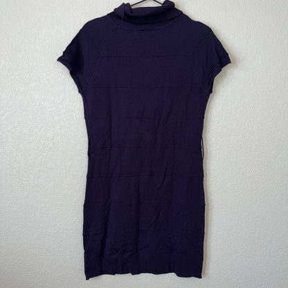 Shes Cool Womens Sz L Dark Purple Mini Dress Turtleneck Short Sleeve