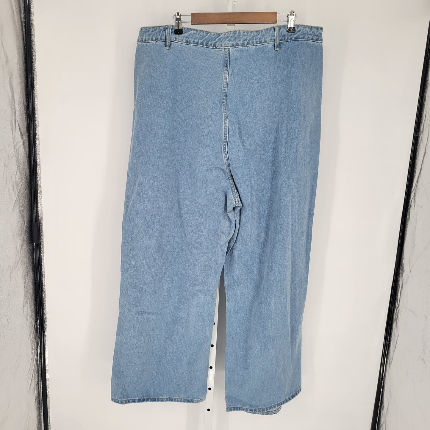 Pretty Little Things Womens Plus Sz 20 Distressed Wide Leg Blue Jeans NEW