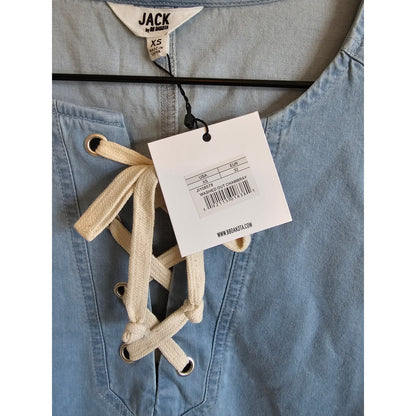 Jack by BB Dakota Womens Sz XS Washed Out Chambray Shirt Dress Blue NEW