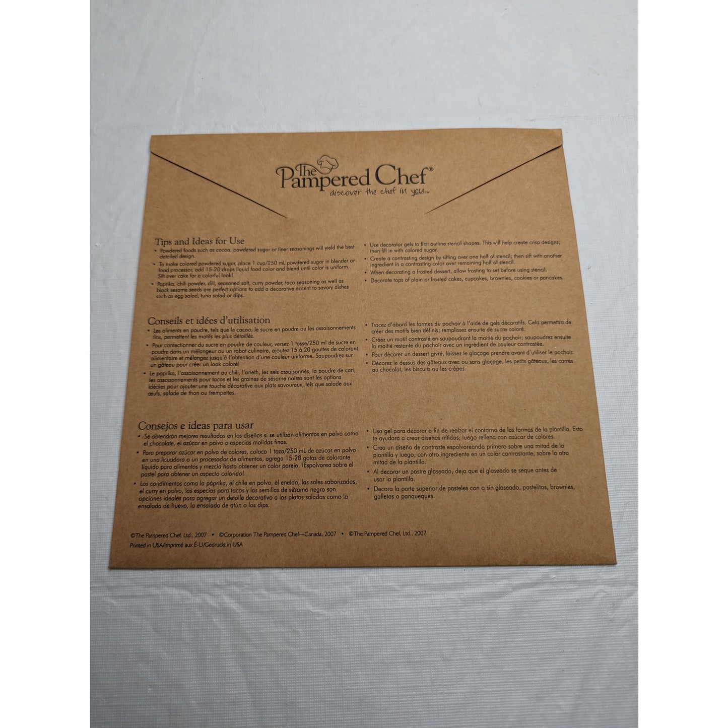 Pampered Chef Plate Art and Stencil Set 1536 NEW