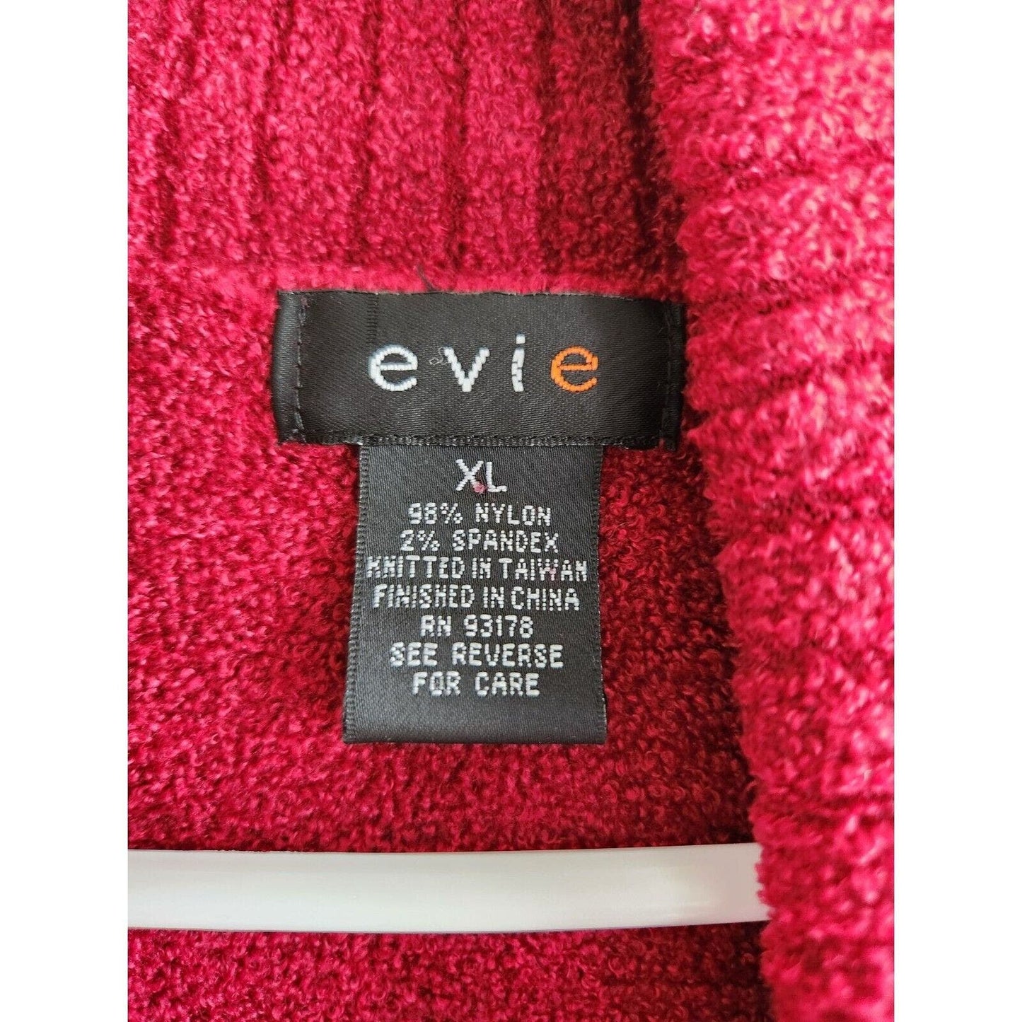 Evie Womens Sz XL Solid Red Fuzzy Turtleneck Sweater Y2K