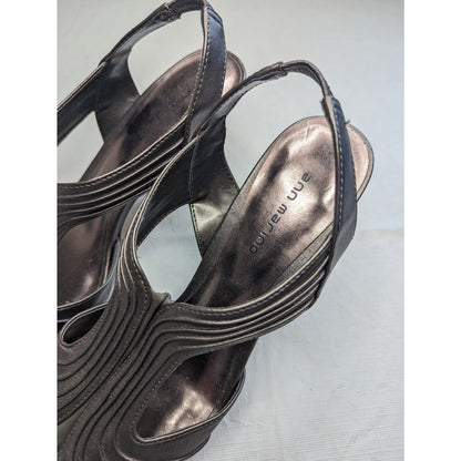 Ann Marino Womens Sz 9.5 Bronze Silver Leather Strappy Formal Heels