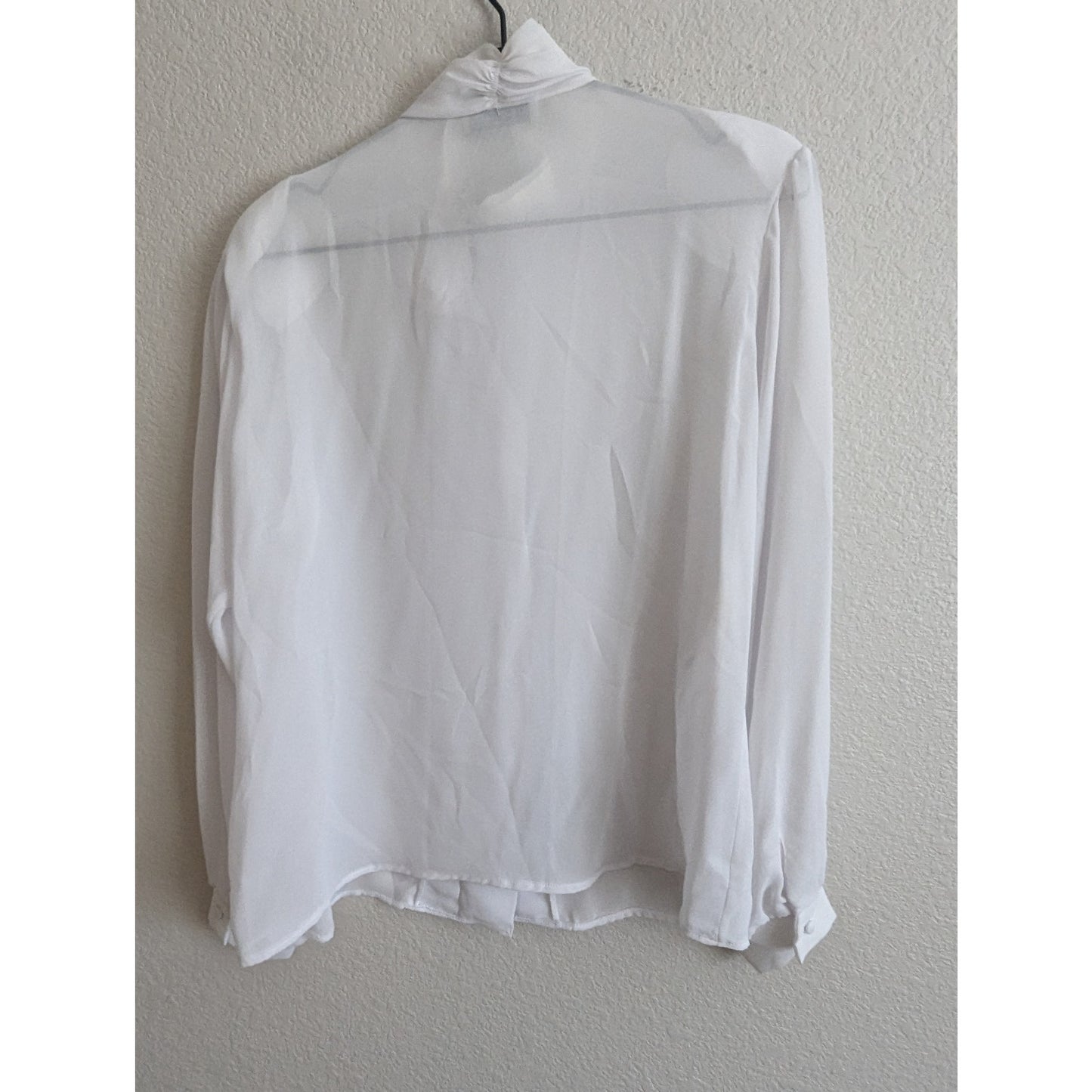 Vintage 1980s Macshore Classics Womens Sz L Long Sleeve white Chiffon Blouse