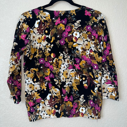 Cable & Gauge Petites Womens PL Cardigan Sweater Lightweight Floral