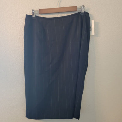 Vintage 1990s Kasper Petite 12P Skirt Suit Set Black Pinstripe Career