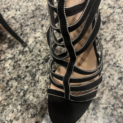 BCBGeneration Womens Sz 10 Black and Silver Strappy Heels Cocktail