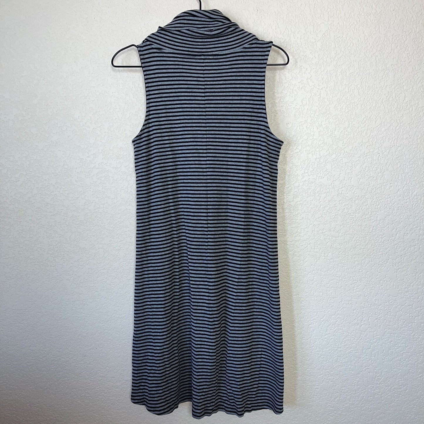Mossimo Womens Sz S Cowl Neck Knee Length Dress Striped Black Gray