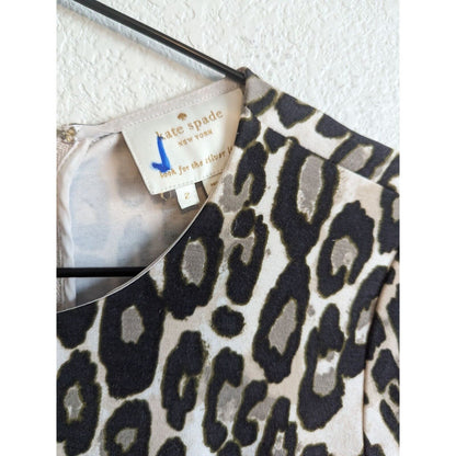 Kate Spade Womens Sz 2 Short Sleeve Knee Length Leopard Print Dress