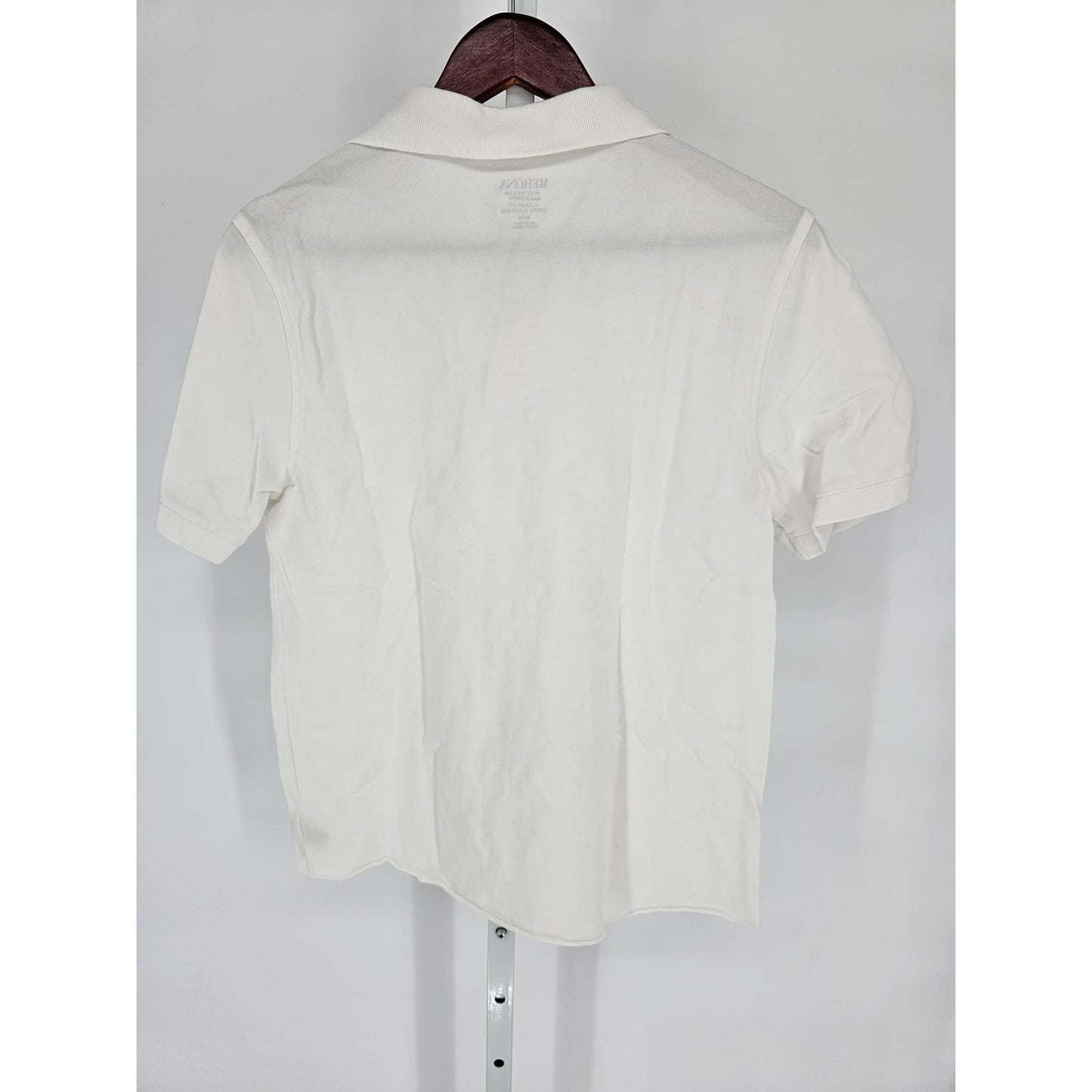 Merona Womens Sz M Classic Fit Short Sleeve Polo Shirt Solid White