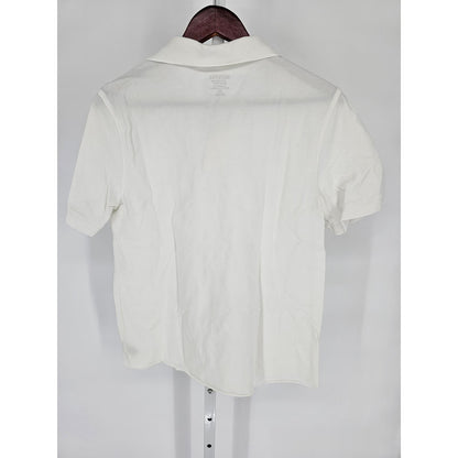 Merona Womens Sz M Classic Fit Short Sleeve Polo Shirt Solid White