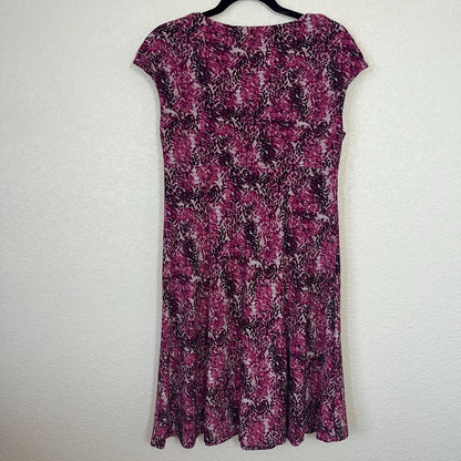 Jones Wear Womens Sz 8 V Neck Knee Length Dress Purple Black