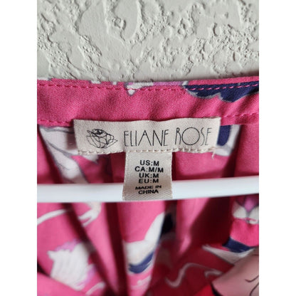 Elaine Rose Womens Sz M Sleeveless Blouse Pink White Floral